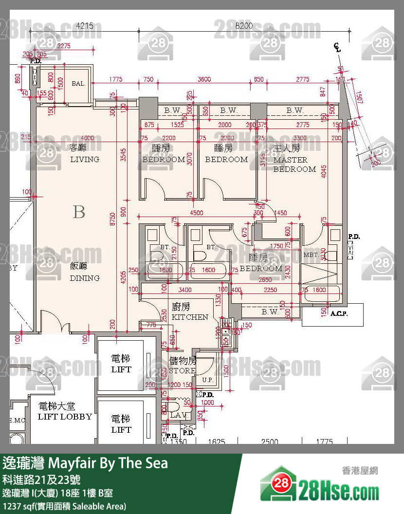 逸瓏灣 I & II  逸瓏灣 I(大廈)18座1樓 B室 平面圖