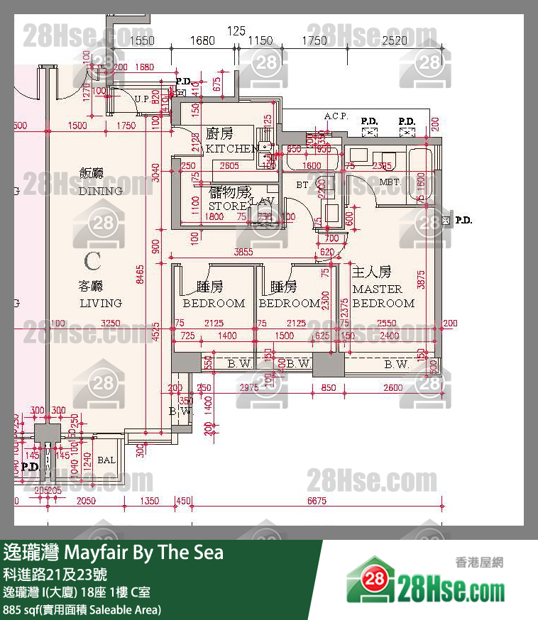 逸瓏灣 I & II  逸瓏灣 I(大廈)18座1樓 C室 平面圖