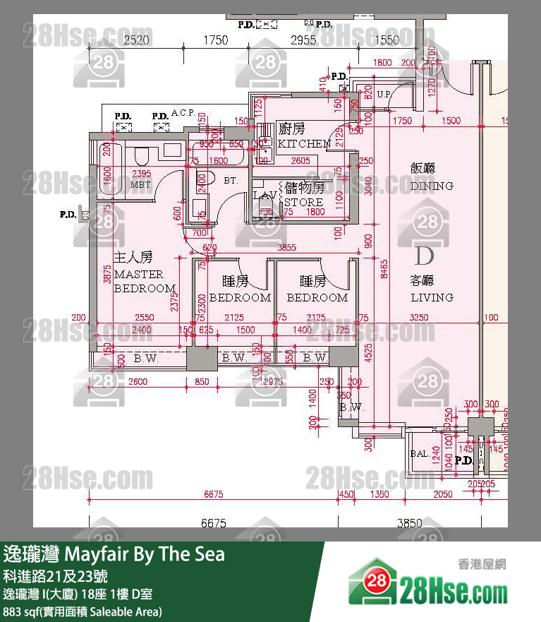 逸瓏灣 I & II  逸瓏灣 I(大廈)18座1樓 D室 平面圖
