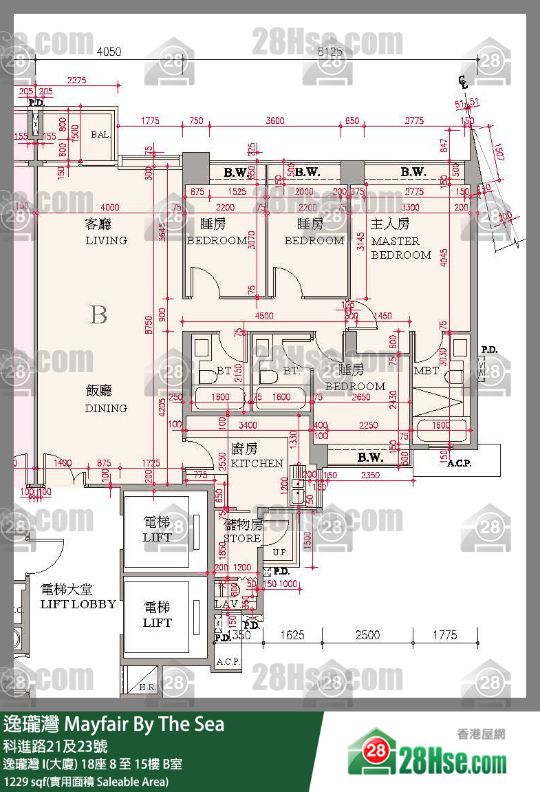 逸瓏灣 I & II  逸瓏灣 I(大廈)18座12樓 B室 平面圖