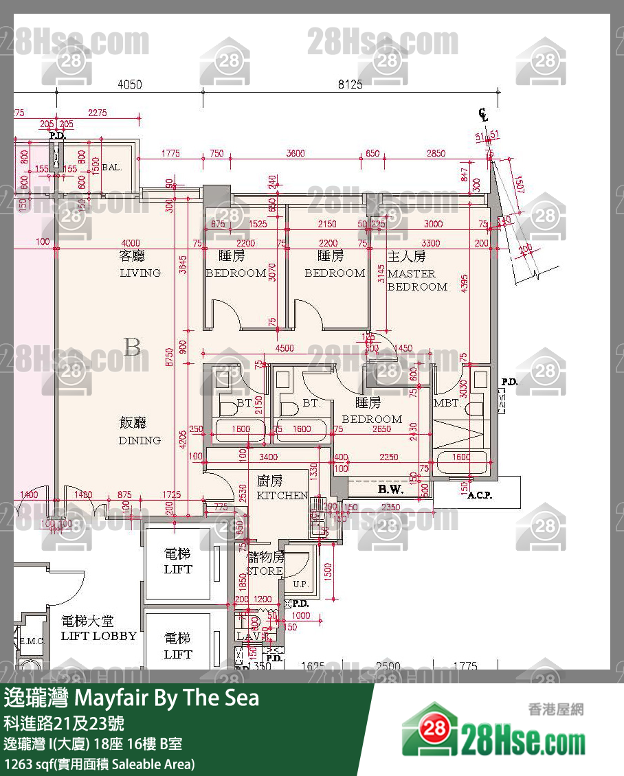 逸瓏灣 I & II  逸瓏灣 I(大廈) 18座 16樓 B室 平面圖