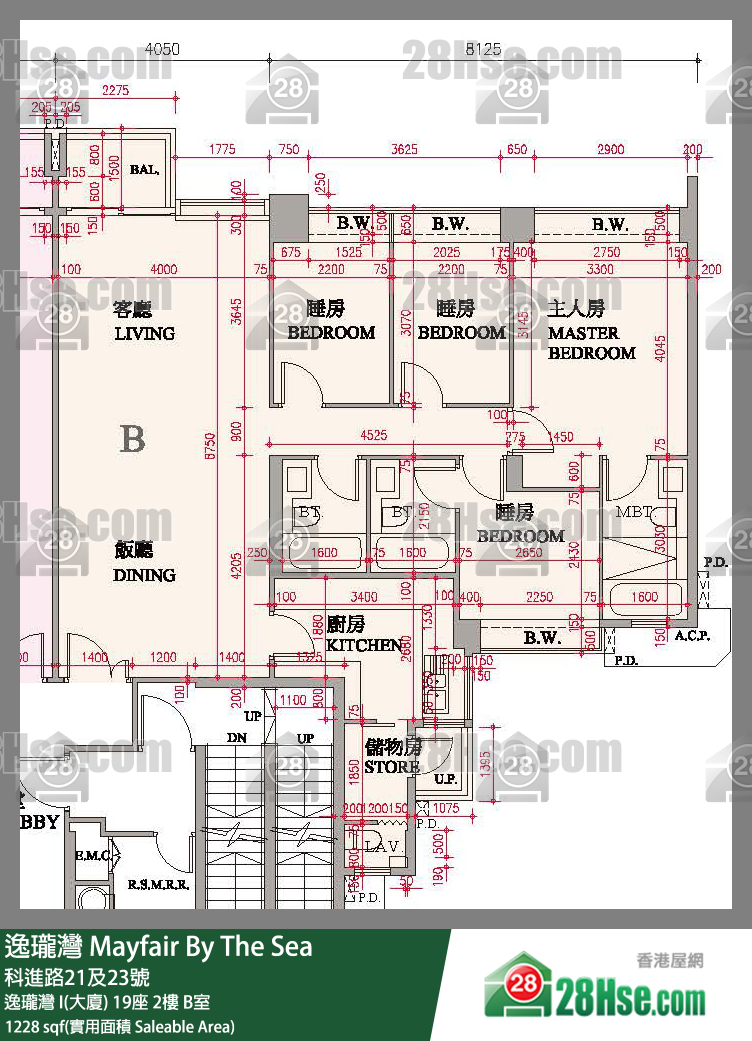 逸瓏灣 I & II  逸瓏灣 I(大廈)19座2樓 B室 平面圖
