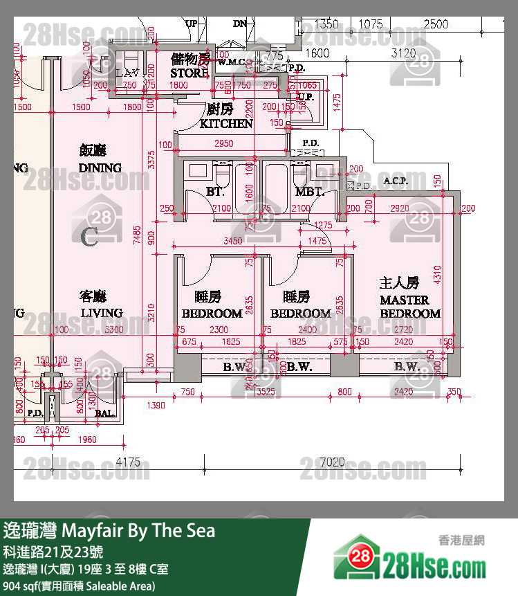 逸瓏灣 I & II  逸瓏灣 I(大廈) 19座 7樓 C室 平面圖