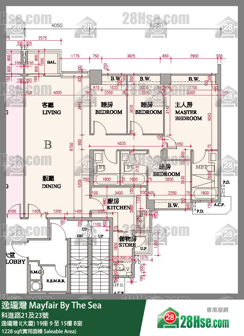 逸瓏灣 I & II  逸瓏灣 I(大廈) 19座 10樓 B室 平面圖