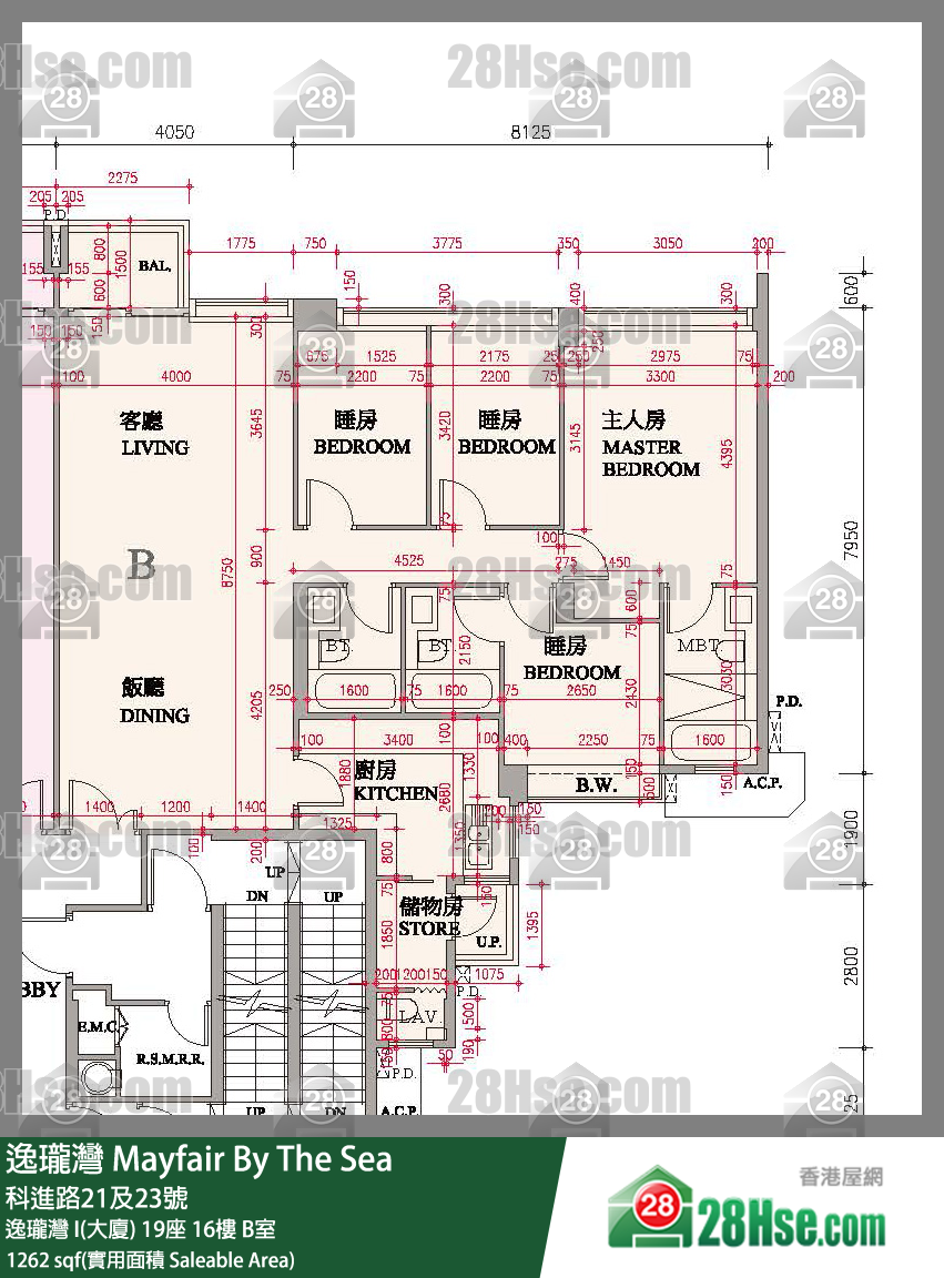 逸瓏灣 I & II  逸瓏灣 I(大廈) 19座 16樓 B室 平面圖