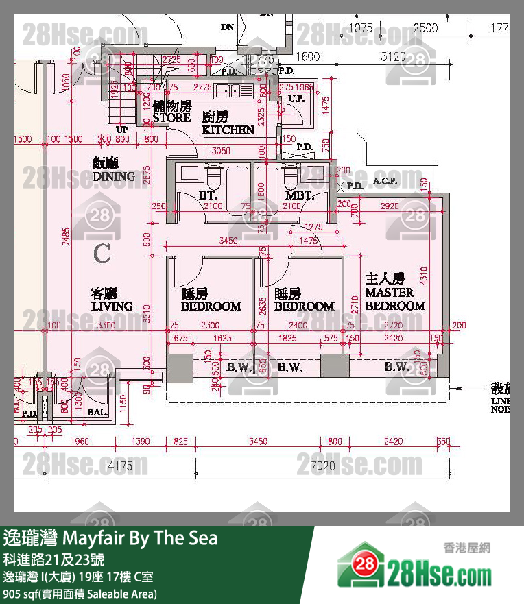 逸瓏灣 I & II  逸瓏灣 I(大廈)19座17樓 C室 平面圖