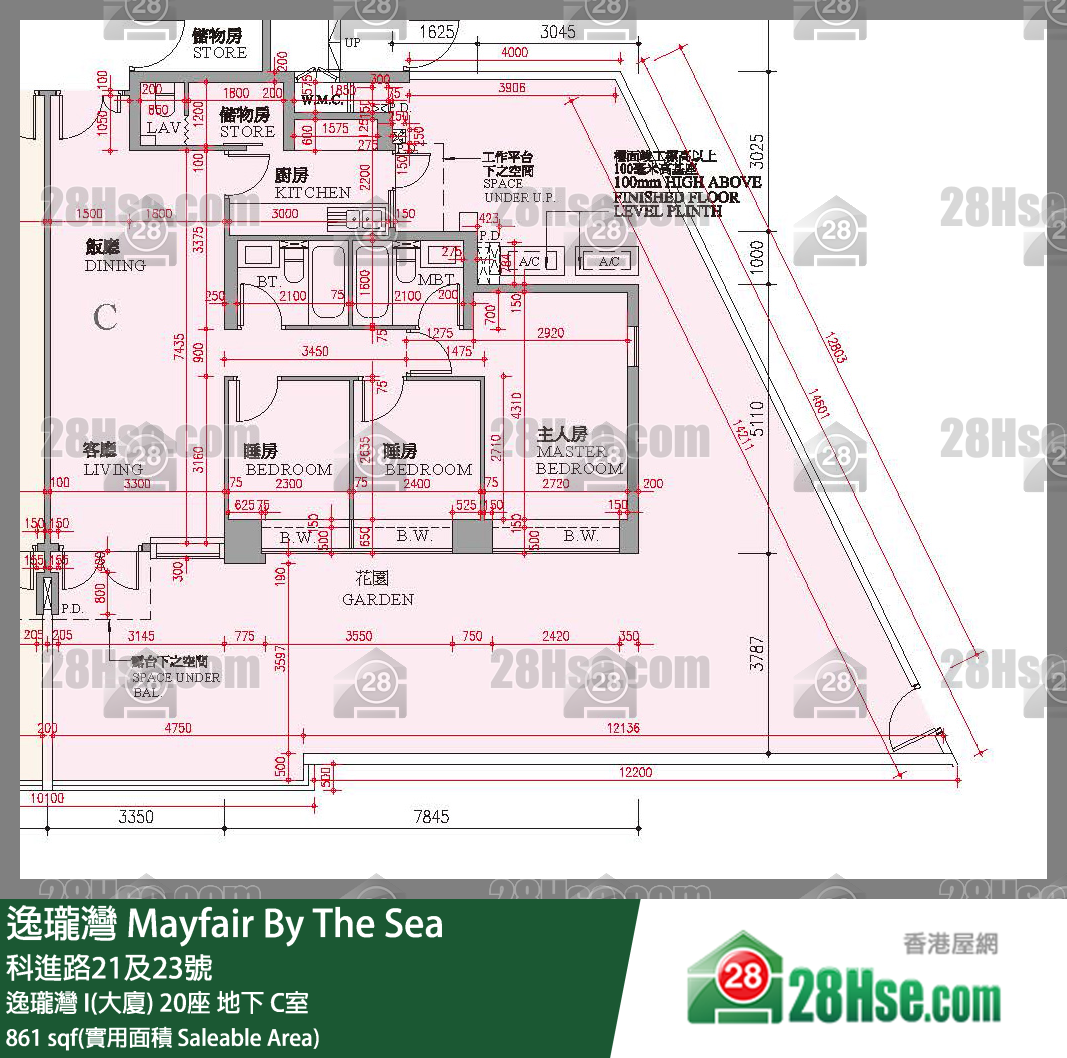 逸瓏灣 I & II  逸瓏灣 I(大廈)20座地下 C室 平面圖