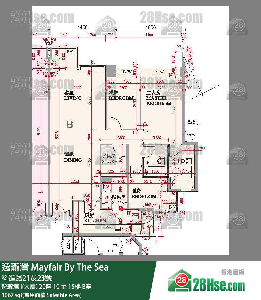 逸瓏灣 I & II  逸瓏灣 I(大廈) 20座 10樓 B室 平面圖