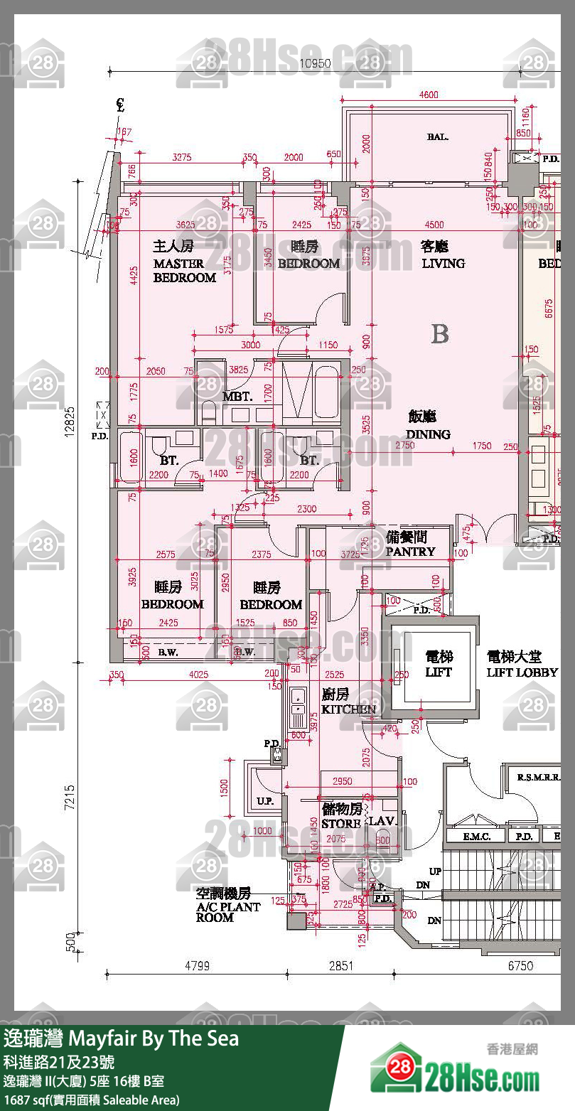 逸瓏灣 I & II  逸瓏灣 II(大廈)5座16樓 B室 平面圖