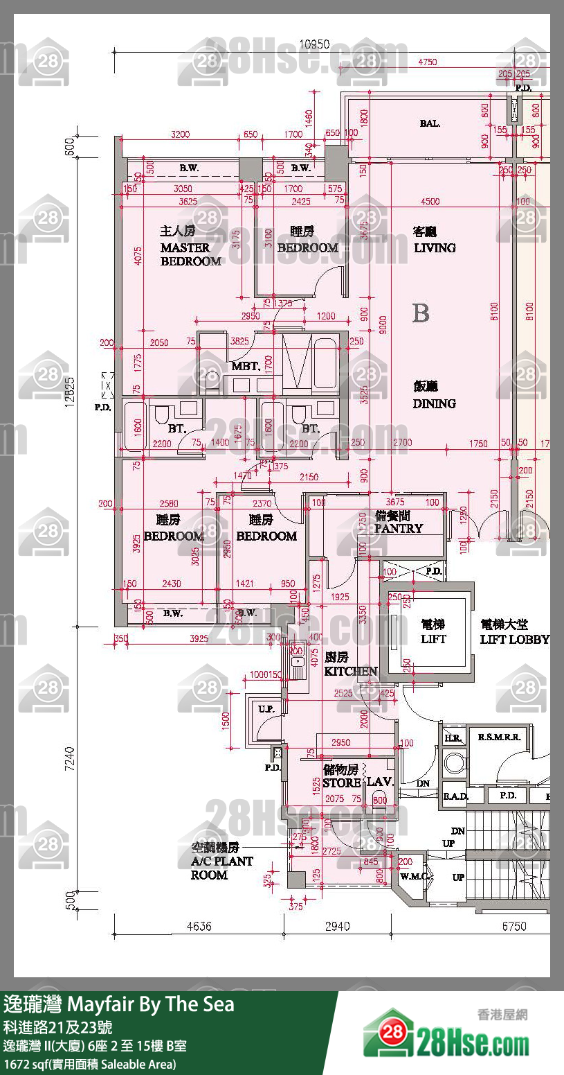 逸瓏灣 I & II  逸瓏灣 II(大廈)6座3樓 B室 平面圖