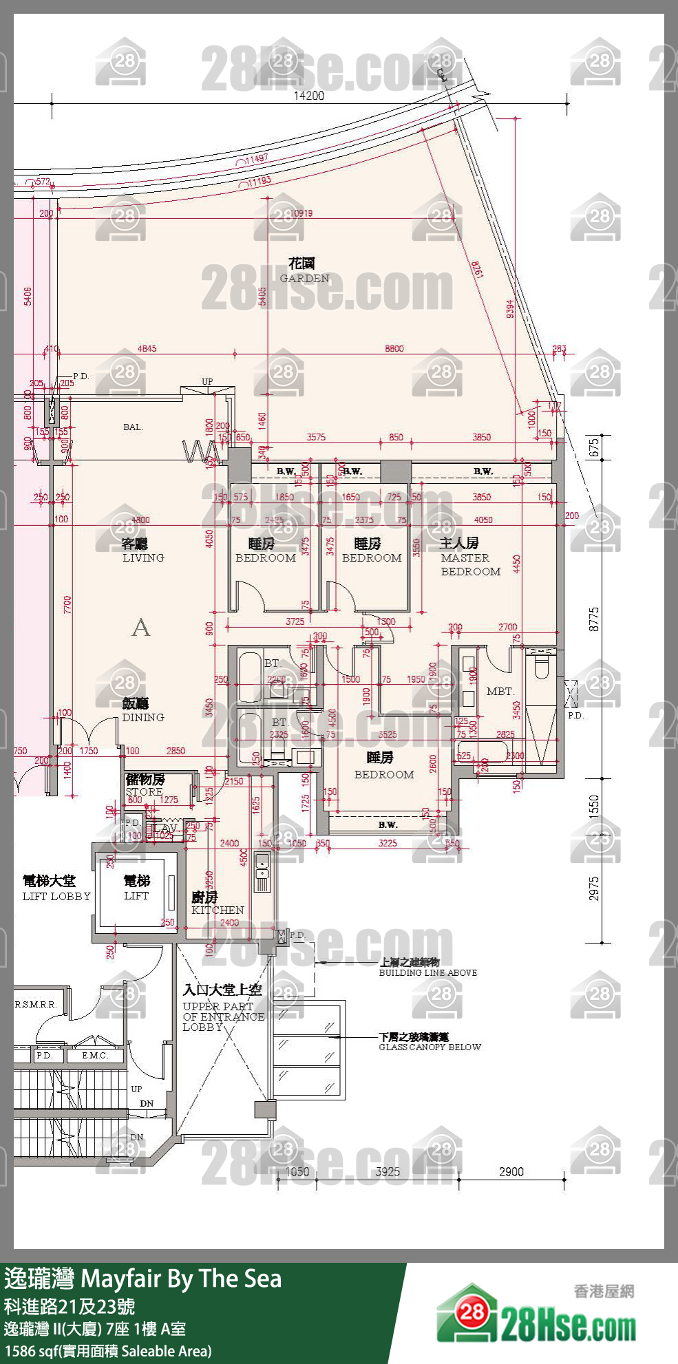 逸瓏灣 I & II  逸瓏灣 II(大廈) 7座 1樓 A室 平面圖