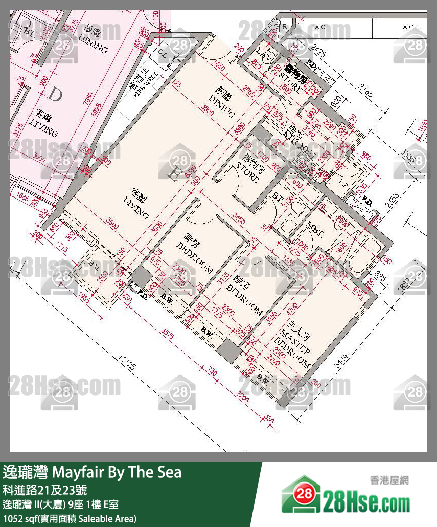 逸瓏灣 I & II  逸瓏灣 II(大廈)9座1樓 E室 平面圖
