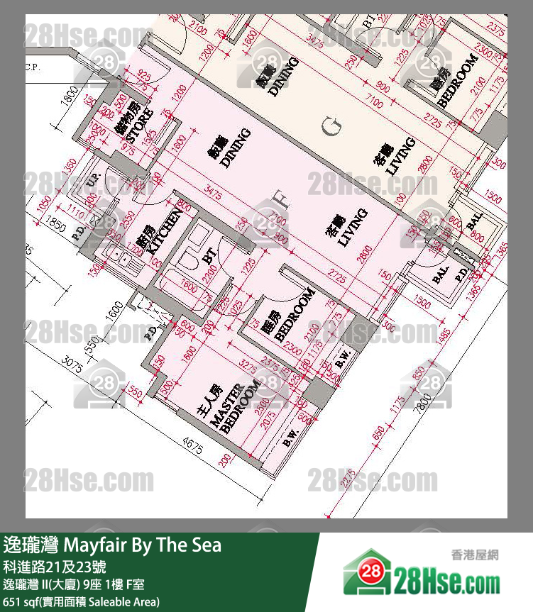 逸瓏灣 I & II  逸瓏灣 II(大廈) 9座 1樓 F室 平面圖