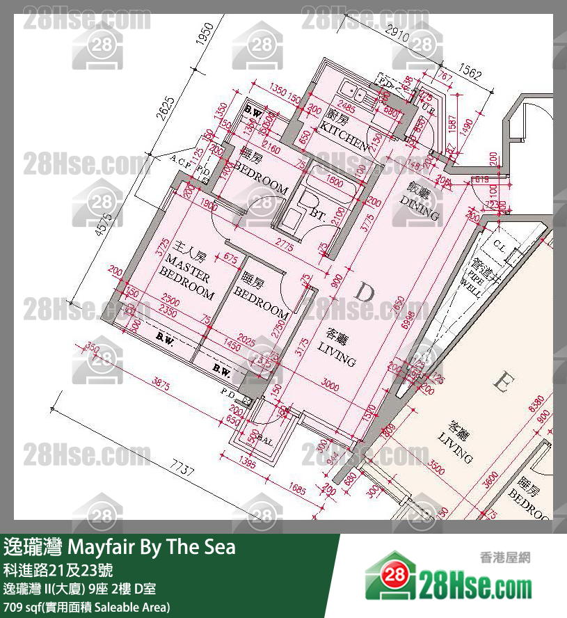 逸珑湾 I & II  逸珑湾 II(大厦)9座2楼 D室 平面图