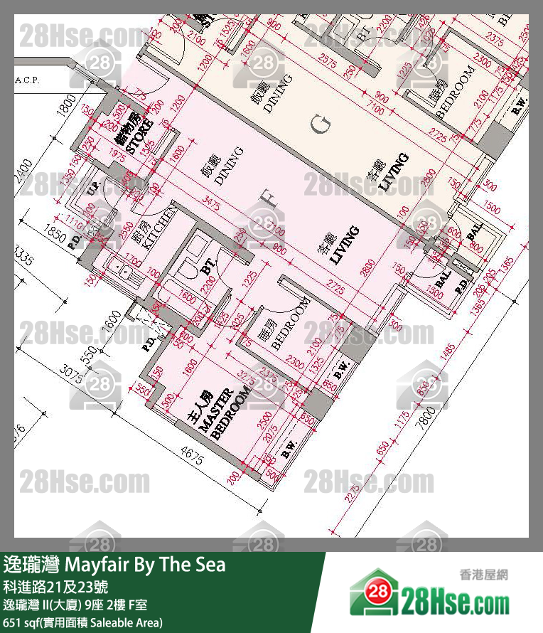 逸瓏灣 I & II  逸瓏灣 II(大廈)9座2樓 F室 平面圖