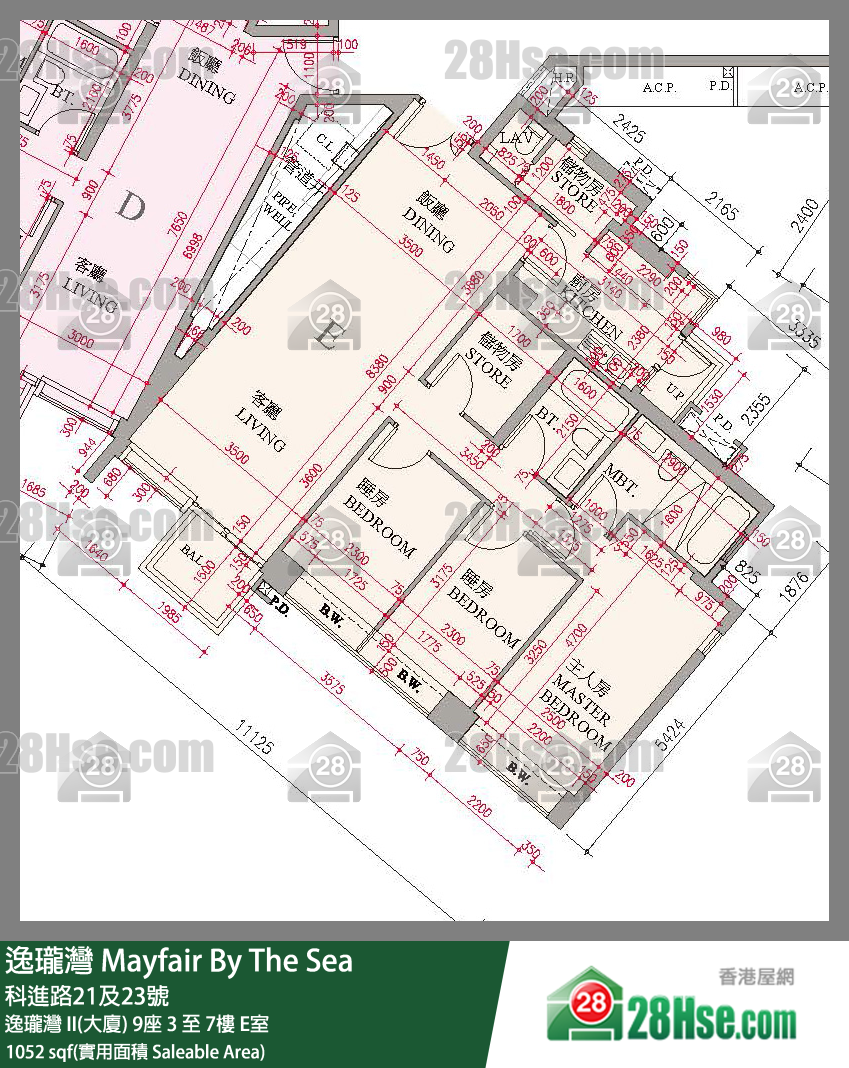 逸瓏灣 I & II  逸瓏灣 II(大廈)9座7樓 E室 平面圖