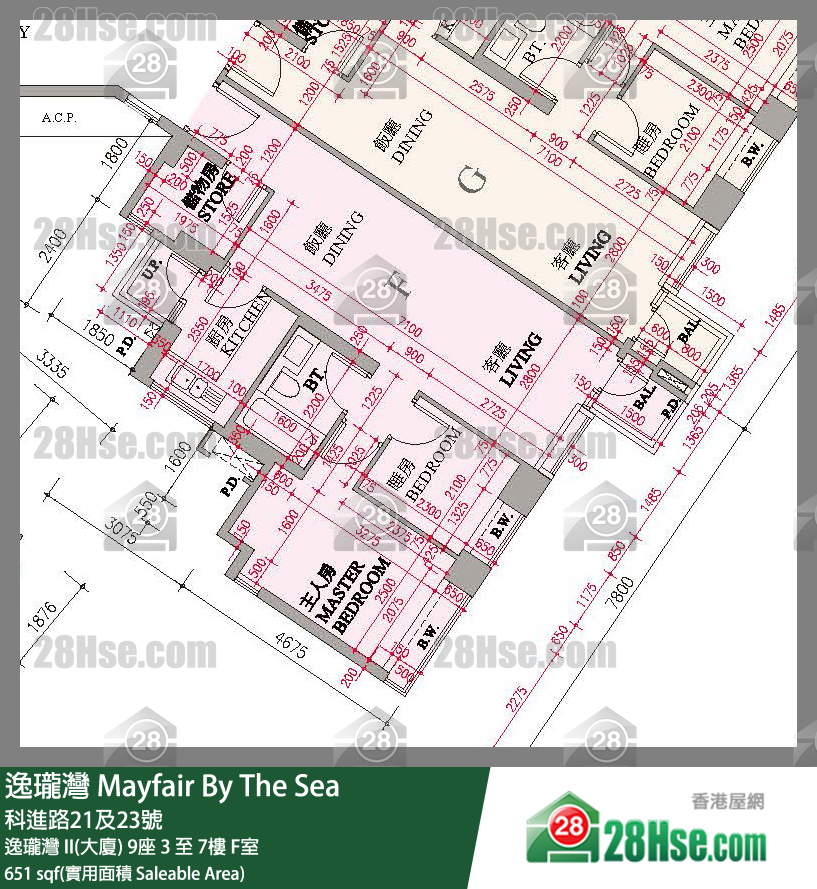 逸瓏灣 I & II  逸瓏灣 II(大廈)9座7樓 F室 平面圖