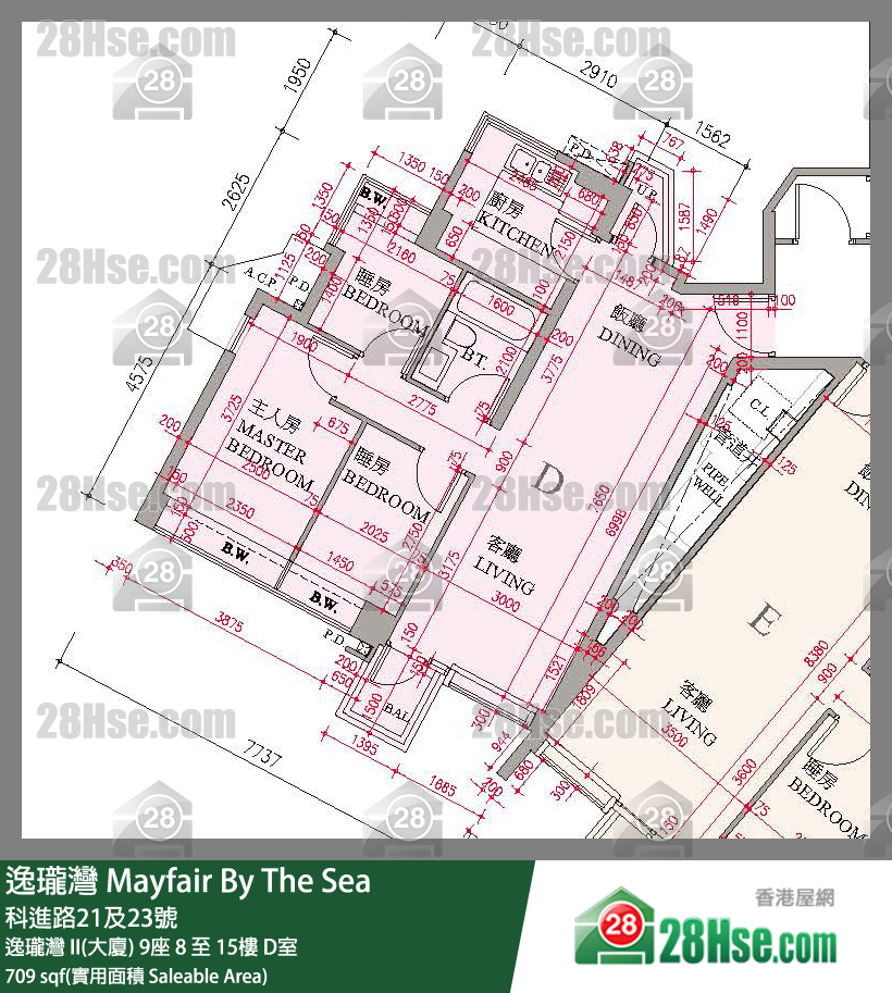逸瓏灣 I & II  逸瓏灣 II(大廈)9座13樓 D室 平面圖