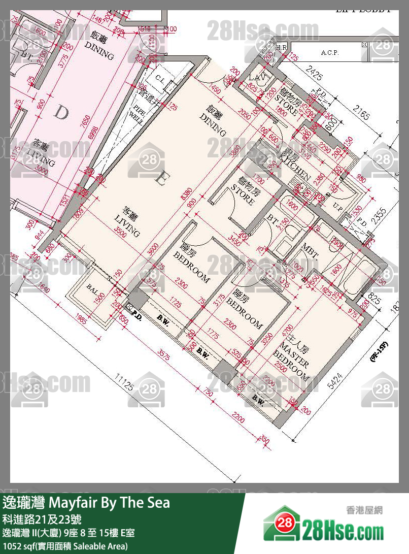 逸瓏灣 I & II  逸瓏灣 II(大廈)9座11樓 E室 平面圖