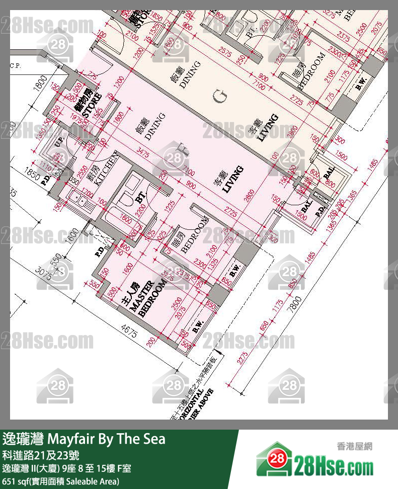 逸瓏灣 I & II  逸瓏灣 II(大廈)9座13樓 F室 平面圖