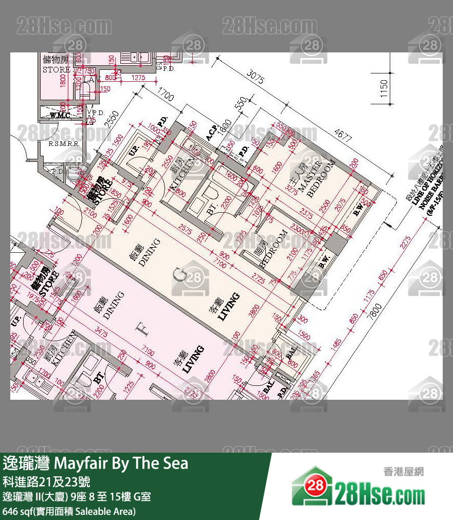 逸瓏灣 單位平面圖(由 28Hse 提供)