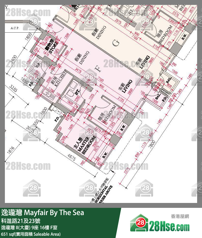 逸瓏灣 I & II  逸瓏灣 II(大廈)9座16樓 F室 平面圖