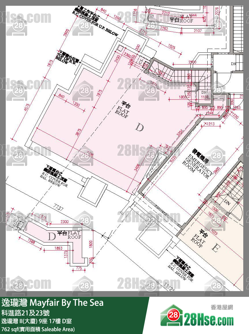 逸瓏灣 I & II  逸瓏灣 II(大廈)9座17樓 D室 平面圖