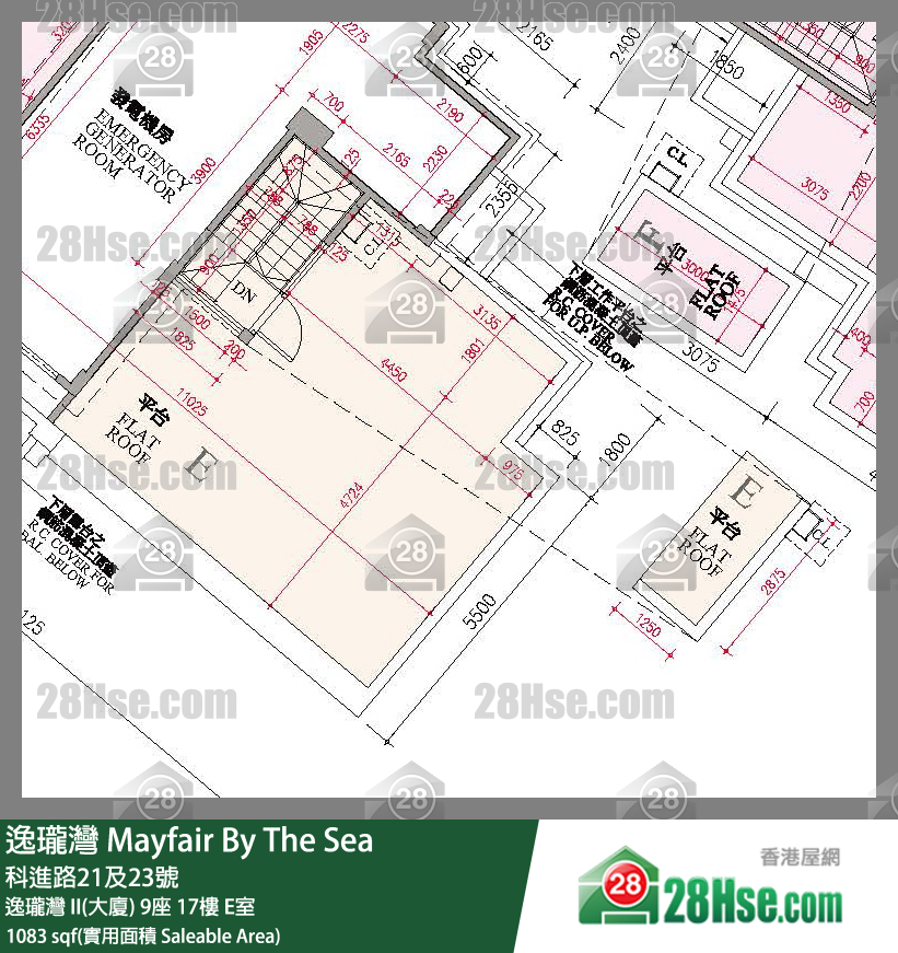 逸瓏灣 I & II  逸瓏灣 II(大廈)9座17樓 E室 平面圖