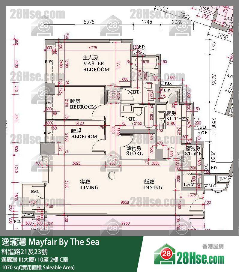 逸瓏灣 I & II  逸瓏灣 II(大廈) 10座 2樓 C室 平面圖