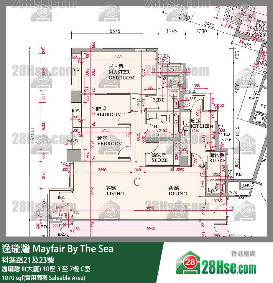 逸瓏灣 I & II  逸瓏灣 II(大廈) 10座 7樓 C室 平面圖