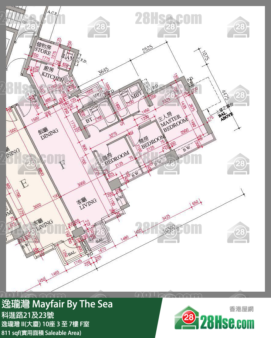 逸瓏灣 I & II  逸瓏灣 II(大廈) 10座 6樓 F室 平面圖