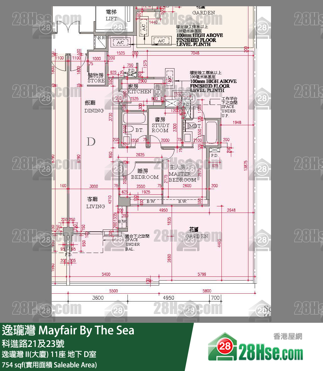 逸瓏灣 I & II  逸瓏灣 II(大廈)11座地下 D室 平面圖