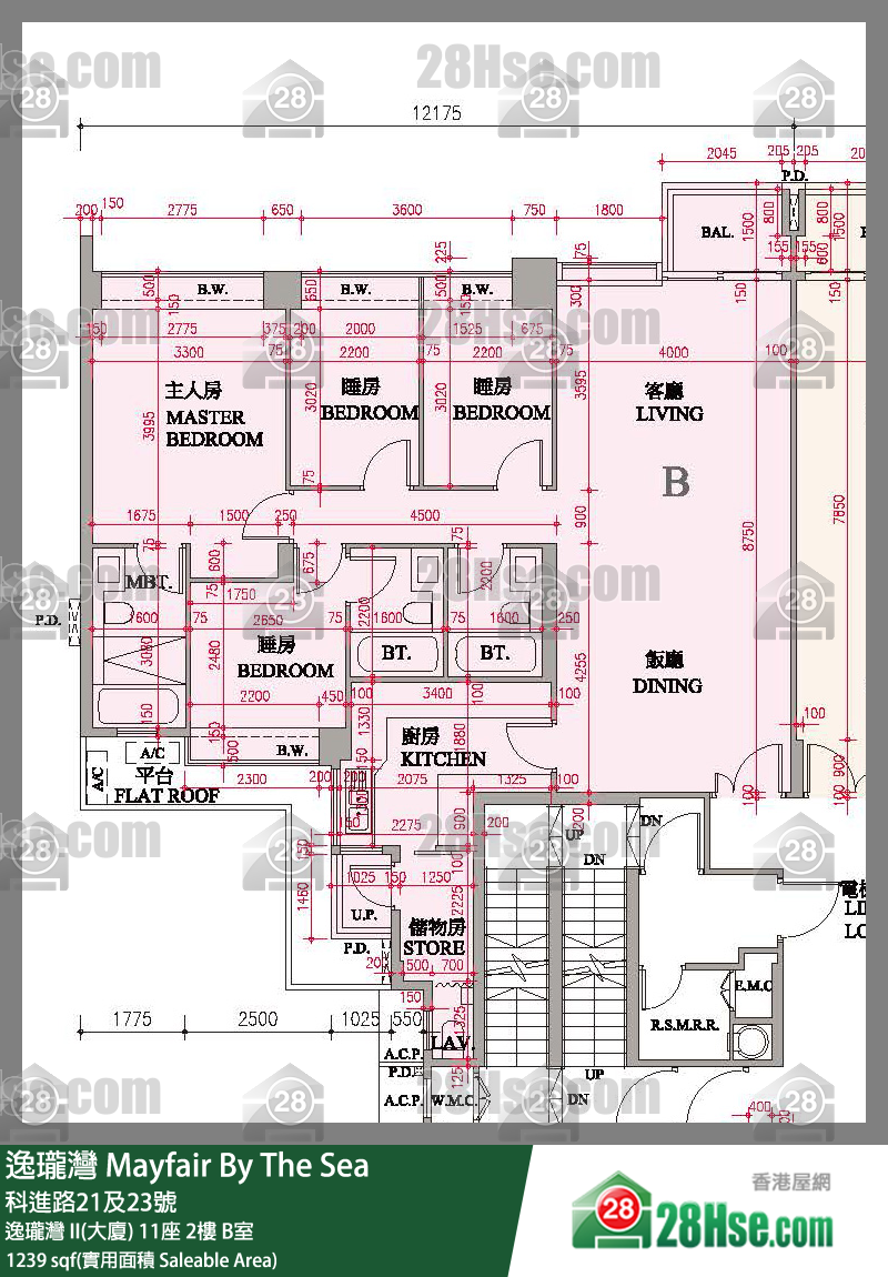 逸瓏灣 I & II  逸瓏灣 II(大廈) 11座 2樓 B室 平面圖