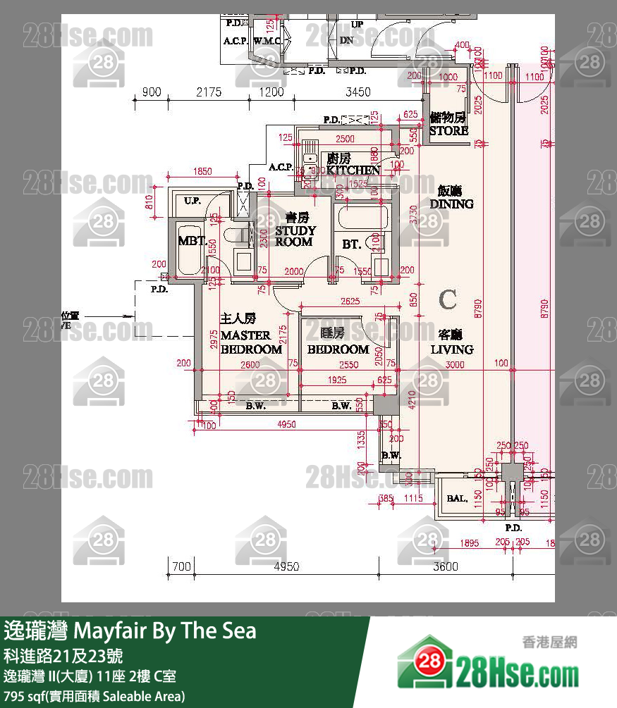 逸珑湾 I & II  逸珑湾 II(大厦) 11座 2楼 C室 平面图