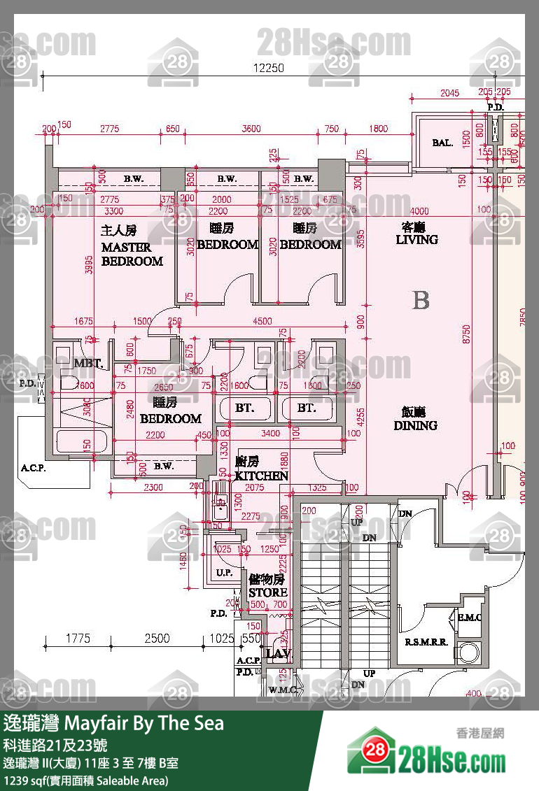 逸瓏灣 I & II  逸瓏灣 II(大廈) 11座 3樓 B室 平面圖