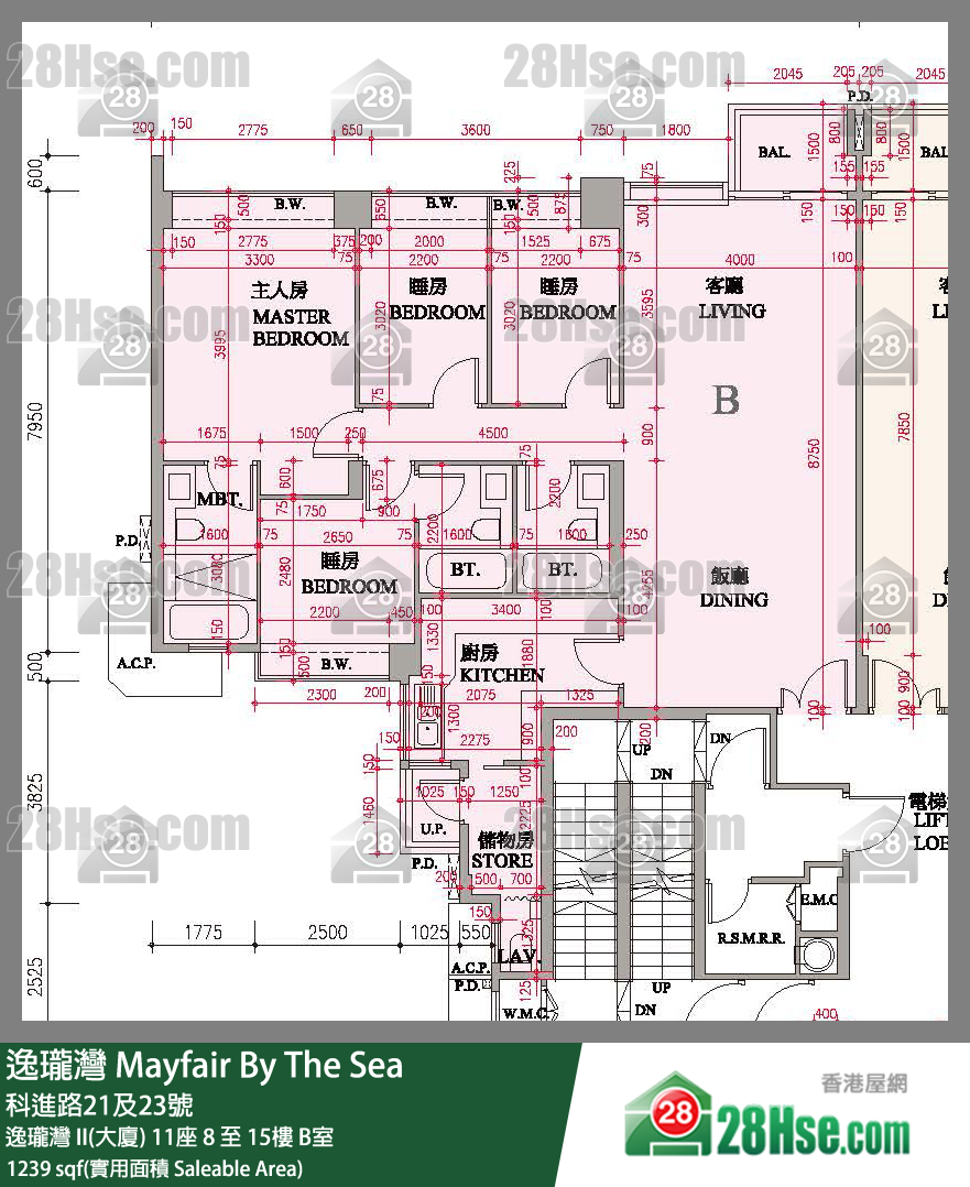 逸瓏灣 I & II  逸瓏灣 II(大廈)11座13樓 B室 平面圖