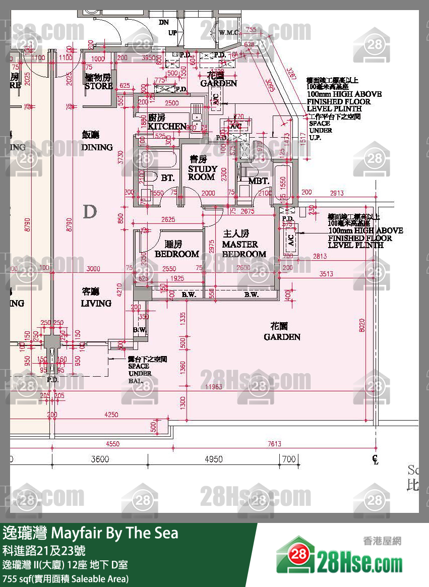逸瓏灣 I & II  逸瓏灣 II(大廈)12座地下 D室 平面圖