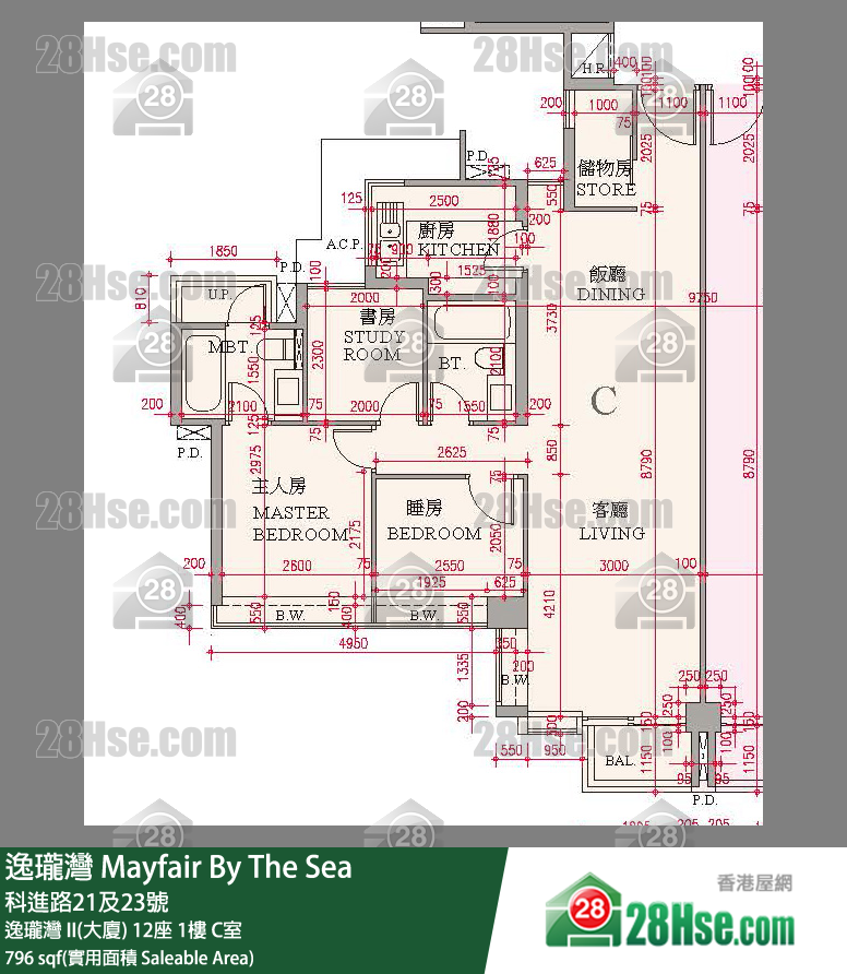 逸瓏灣 I & II  逸瓏灣 II(大廈) 12座 1樓 C室 平面圖