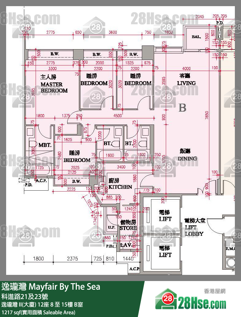 逸瓏灣 I & II  逸瓏灣 II(大廈)12座12樓 B室 平面圖