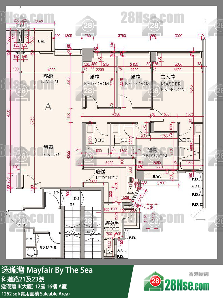 逸瓏灣 I & II  逸瓏灣 II(大廈)12座16樓 A室 平面圖