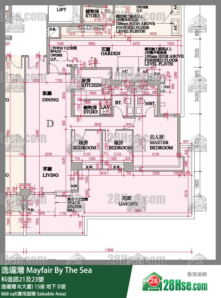 逸瓏灣 I & II  逸瓏灣 II(大廈)15座地下 D室 平面圖