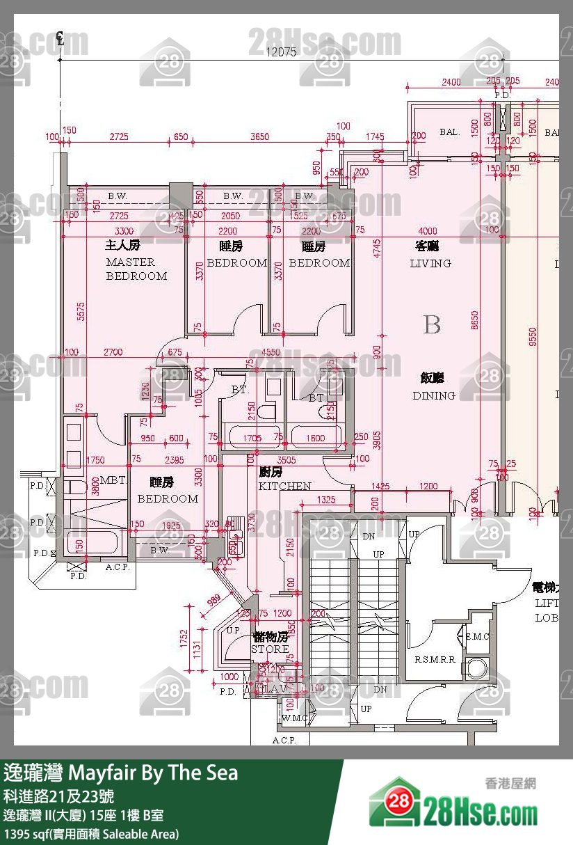 逸瓏灣 I & II  逸瓏灣 II(大廈) 15座 1樓 B室 平面圖