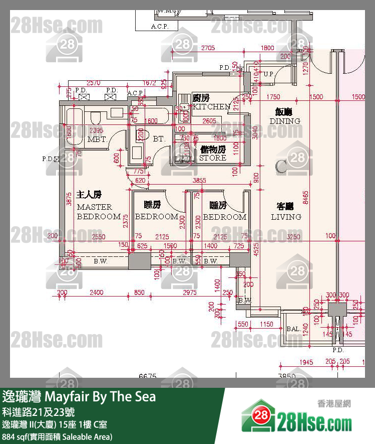 逸瓏灣 I & II  逸瓏灣 II(大廈) 15座 1樓 C室 平面圖
