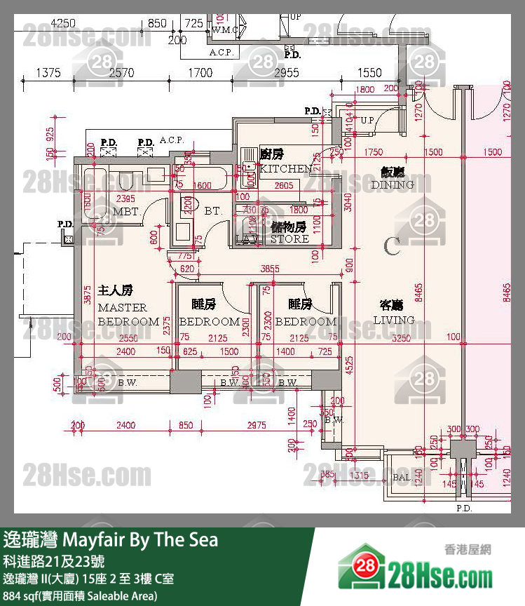 逸瓏灣 I & II  逸瓏灣 II(大廈) 15座 2樓 C室 平面圖