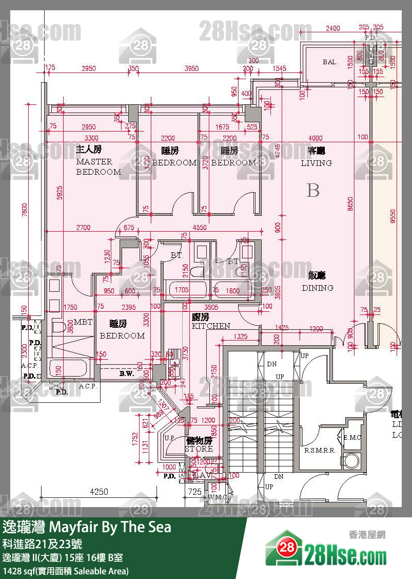 逸瓏灣 I & II  逸瓏灣 II(大廈) 15座 16樓 B室 平面圖