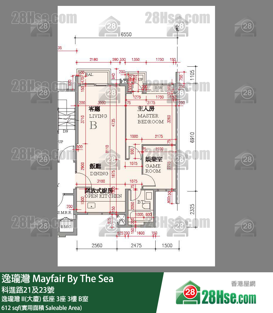 逸瓏灣 I & II  逸瓏灣 II(大廈) 低座 3座 3樓 B室 平面圖