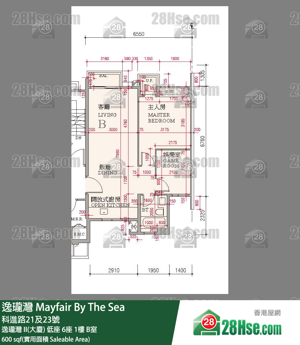 逸瓏灣 I & II  逸瓏灣 II(大廈)低座 6座1樓 B室 平面圖