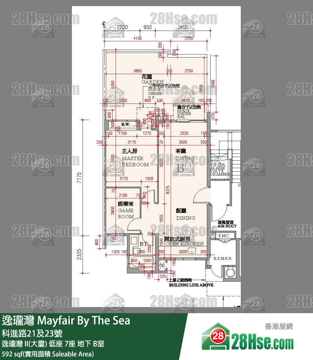 逸瓏灣 I & II  逸瓏灣 II(大廈) 低座 7座 B室 平面圖
