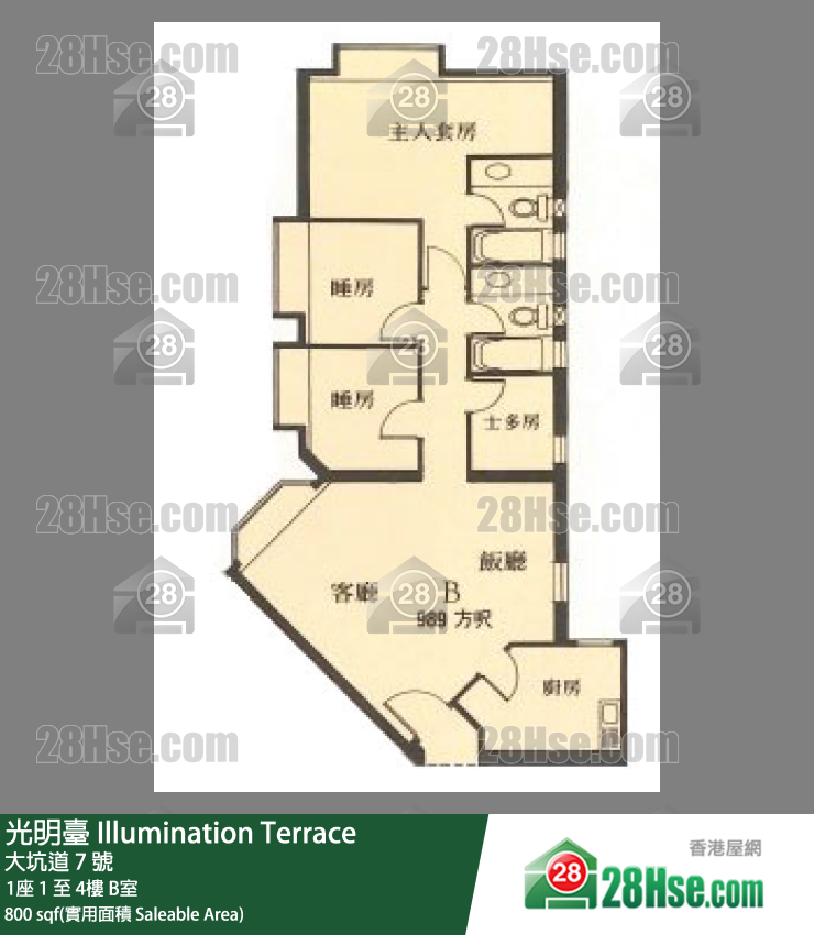 光明台 1座1楼 B室 平面图