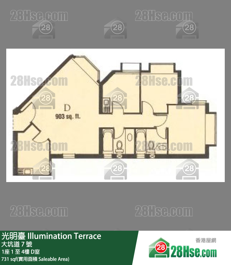 光明台 1座3楼 D室 平面图